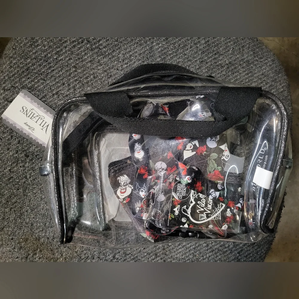 NWT Clear Disney Villains Makeup Bags Bundle